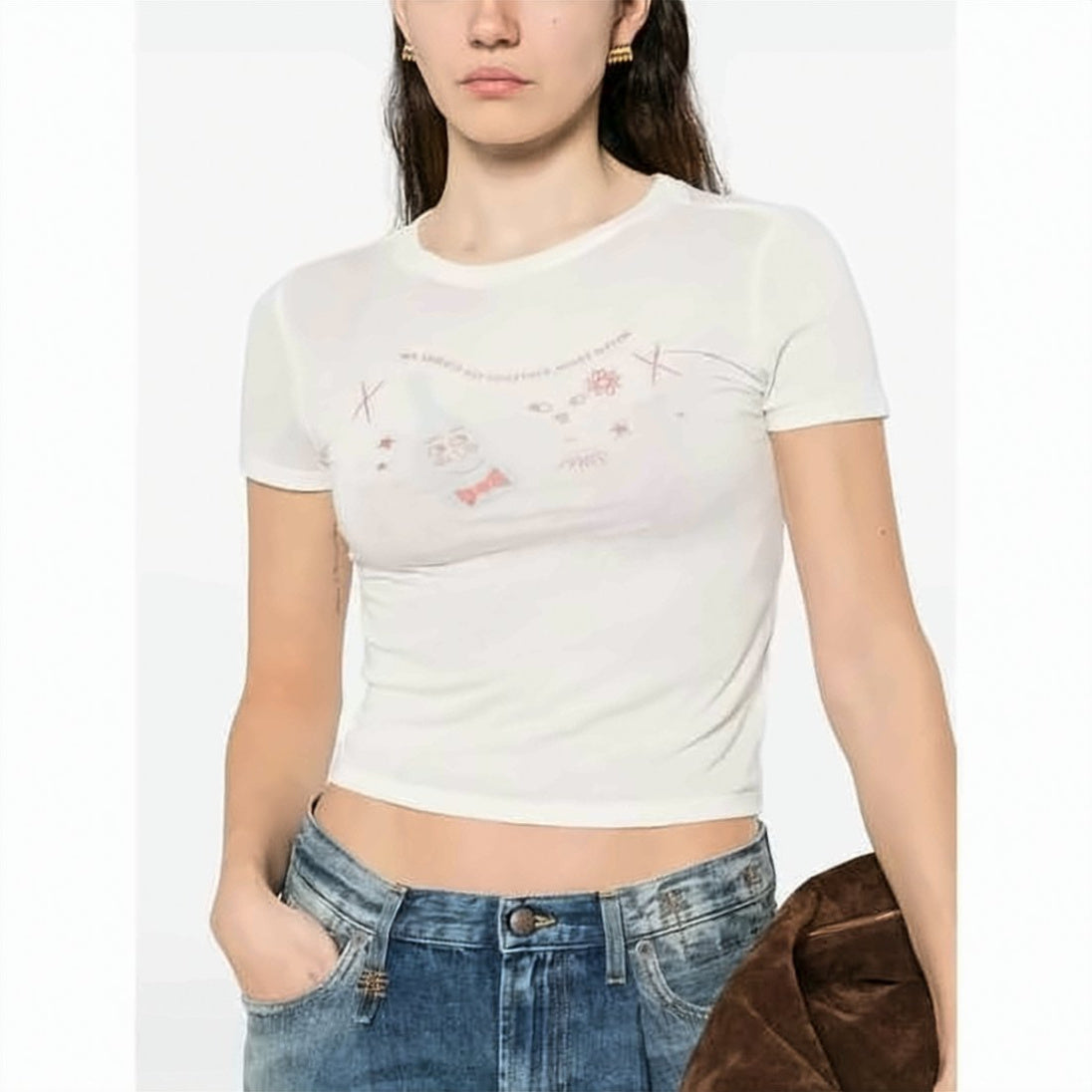 Fitted Short-Sleeve T-Shirt With Subtle Graphic Print