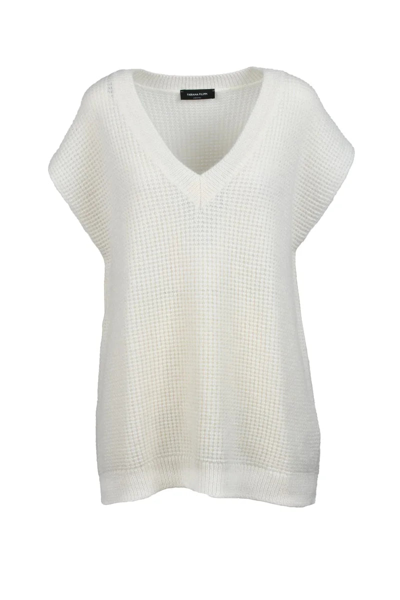 Mohair Polyamide Wool Knit Top - Cream