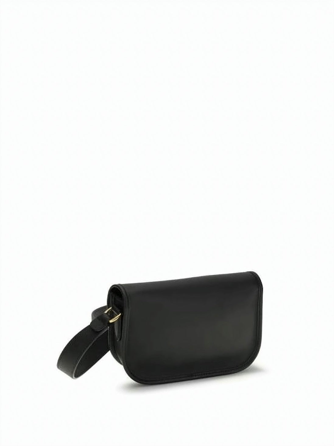 Structured Black Calf Leather Shoulder Bag with Gold-tone Accents
