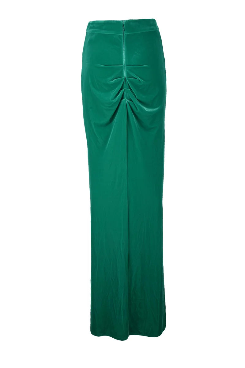 Long Velvet Skirt - Green