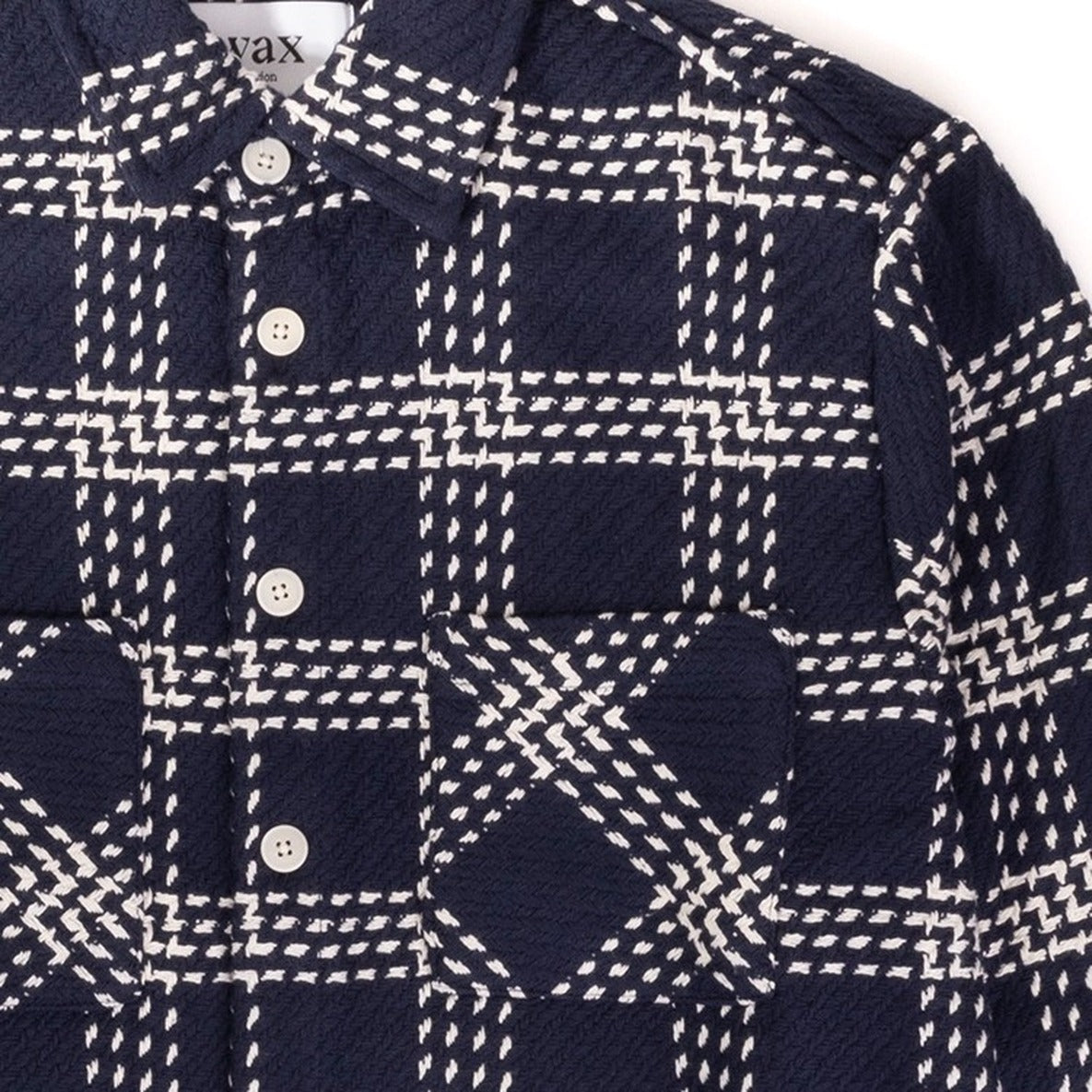 Navy Check Design Button-Up Shirt