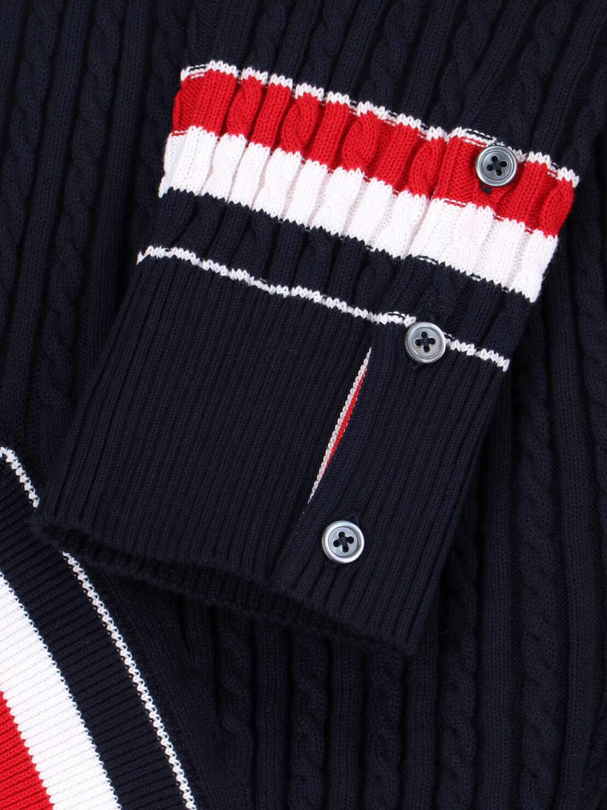 Navy Ribbed Cotton V-Neck Sweater
