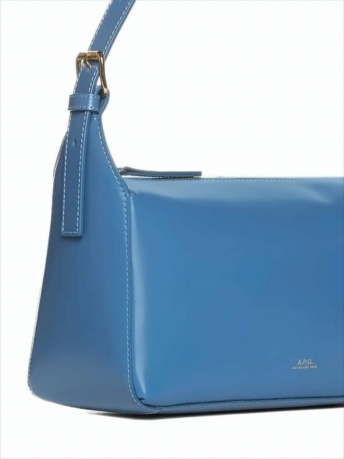 Structured Blue Cowhide Leather Shoulder Bag