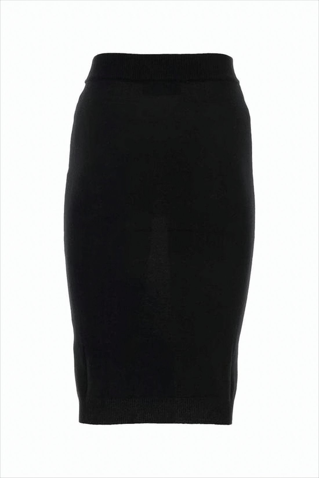 Fitted Midi Skirt with Ribbed Waistband