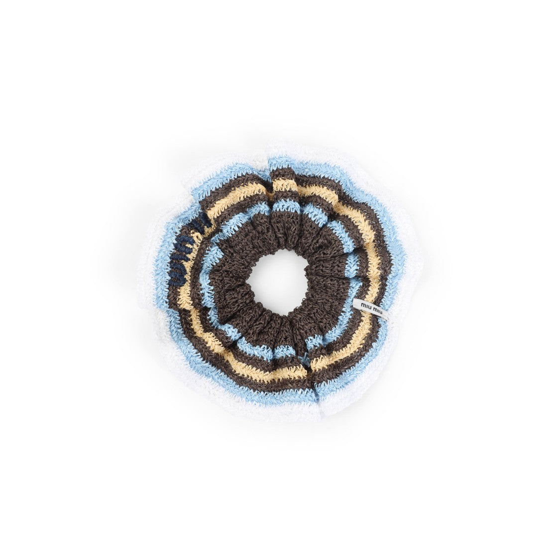 Textured Circular Hat With Multicolor Stripes