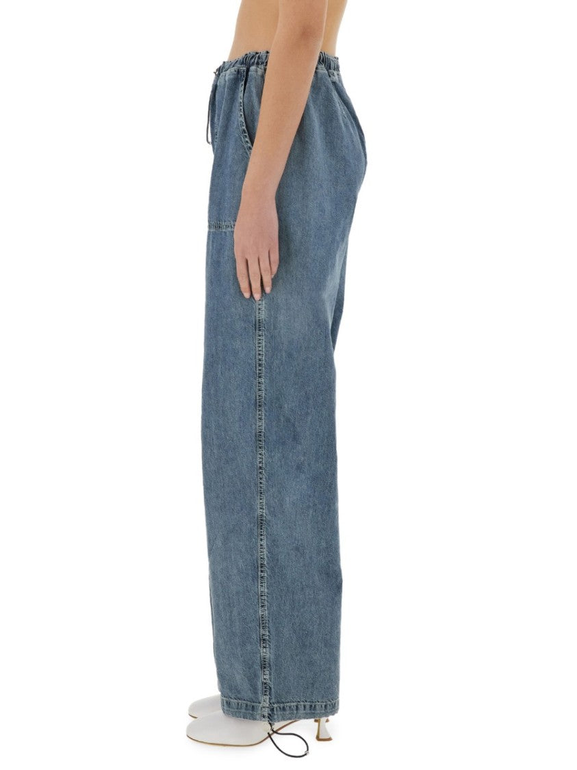 Cargo Jeans With Adjustable Drawstring Waist