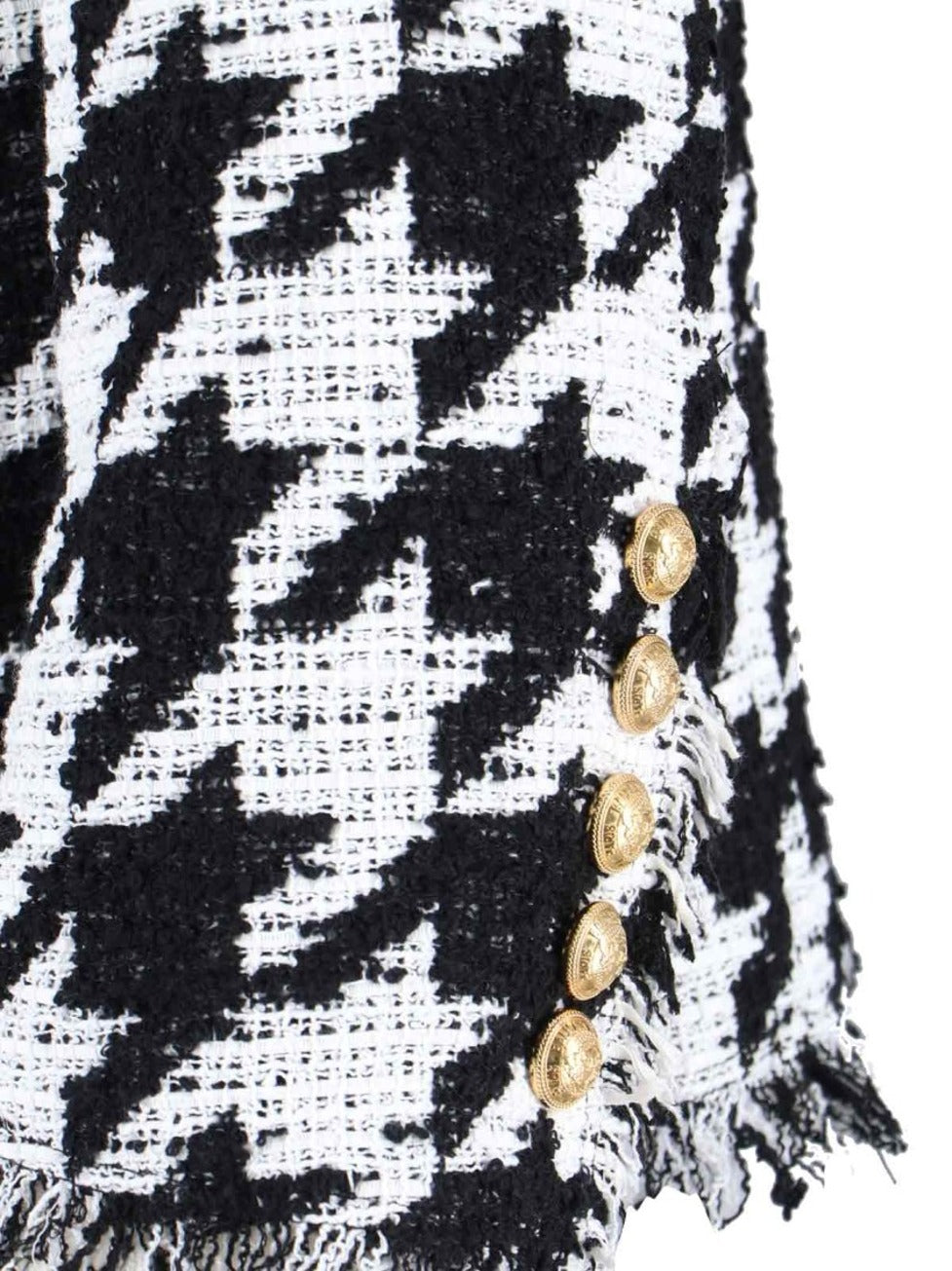 Classic Houndstooth Jacket With Gold-Tone Accents