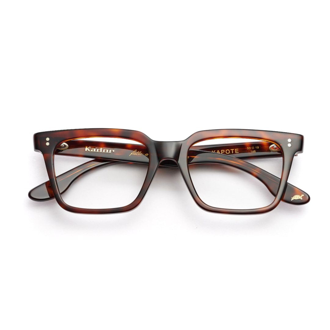 Kapote Tortoiseshell Rectangular Sunglasses with Metallic Accents