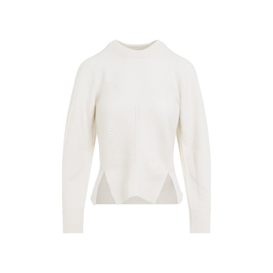 Chevron Ivory Cashmere Pullover
