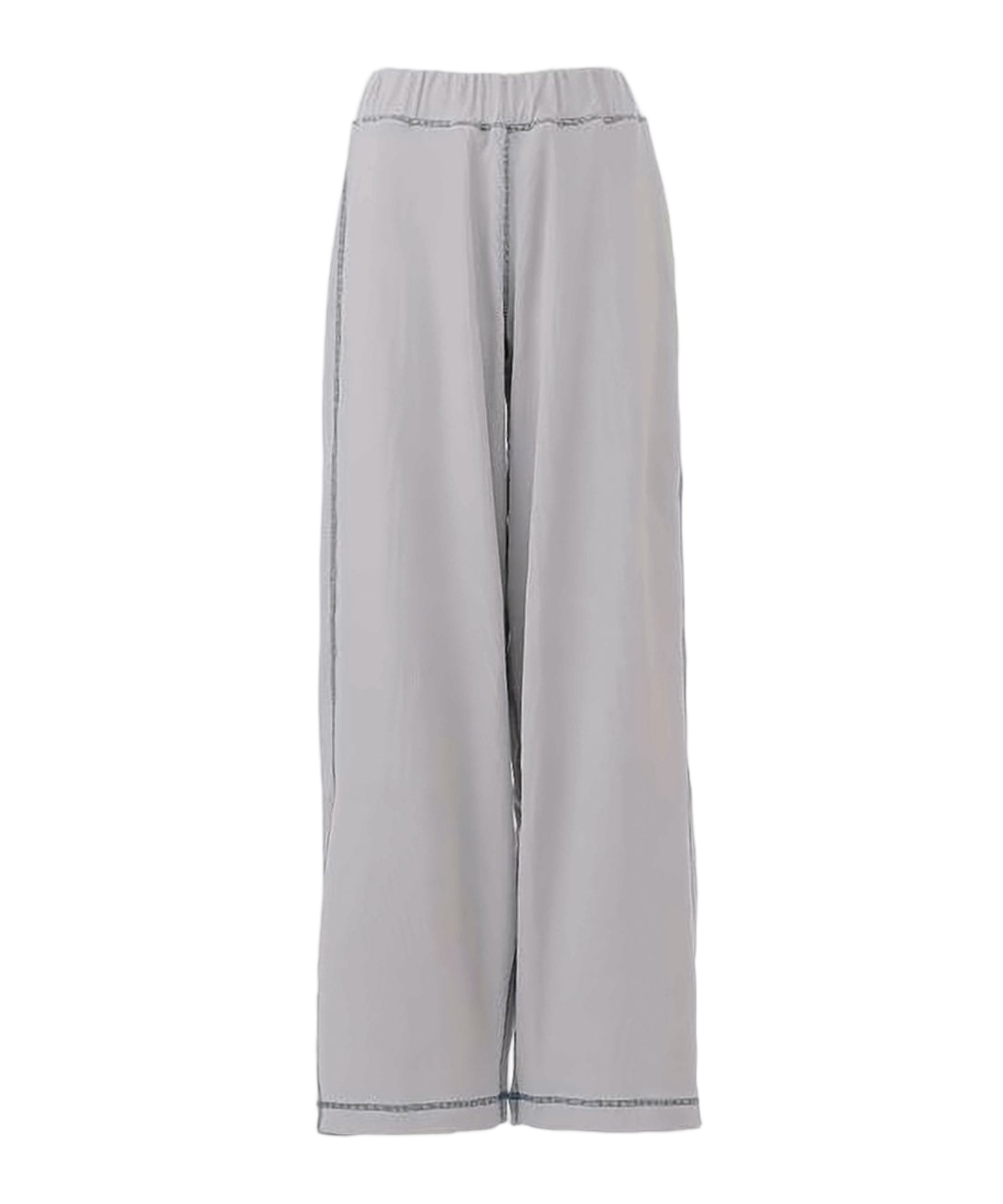 Wide-Leg Pants With Elastic Waistband And Contrast Stitching