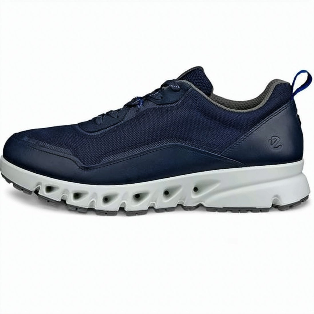 Navy Leather and Textile Ecco Sneakers with Cut-Out Sole
