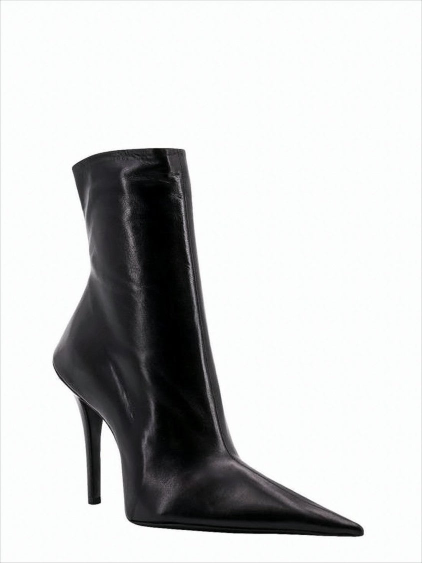 Pointed Toe Ankle Boots with Stiletto Heel and Side Zipper