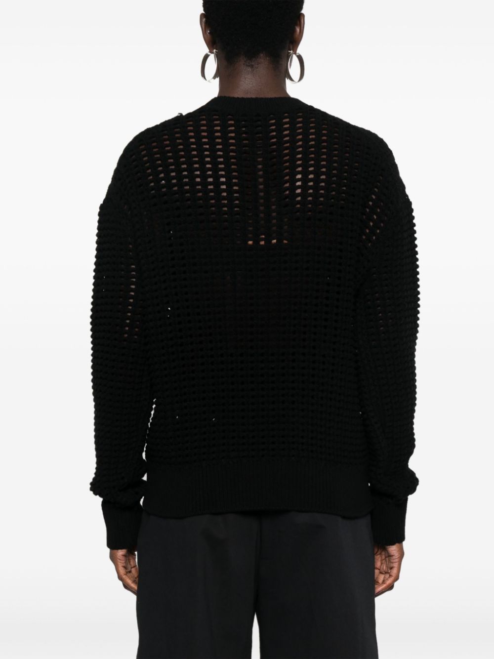 4G-Motif Fine Knit Sweater With Ribbed Trims