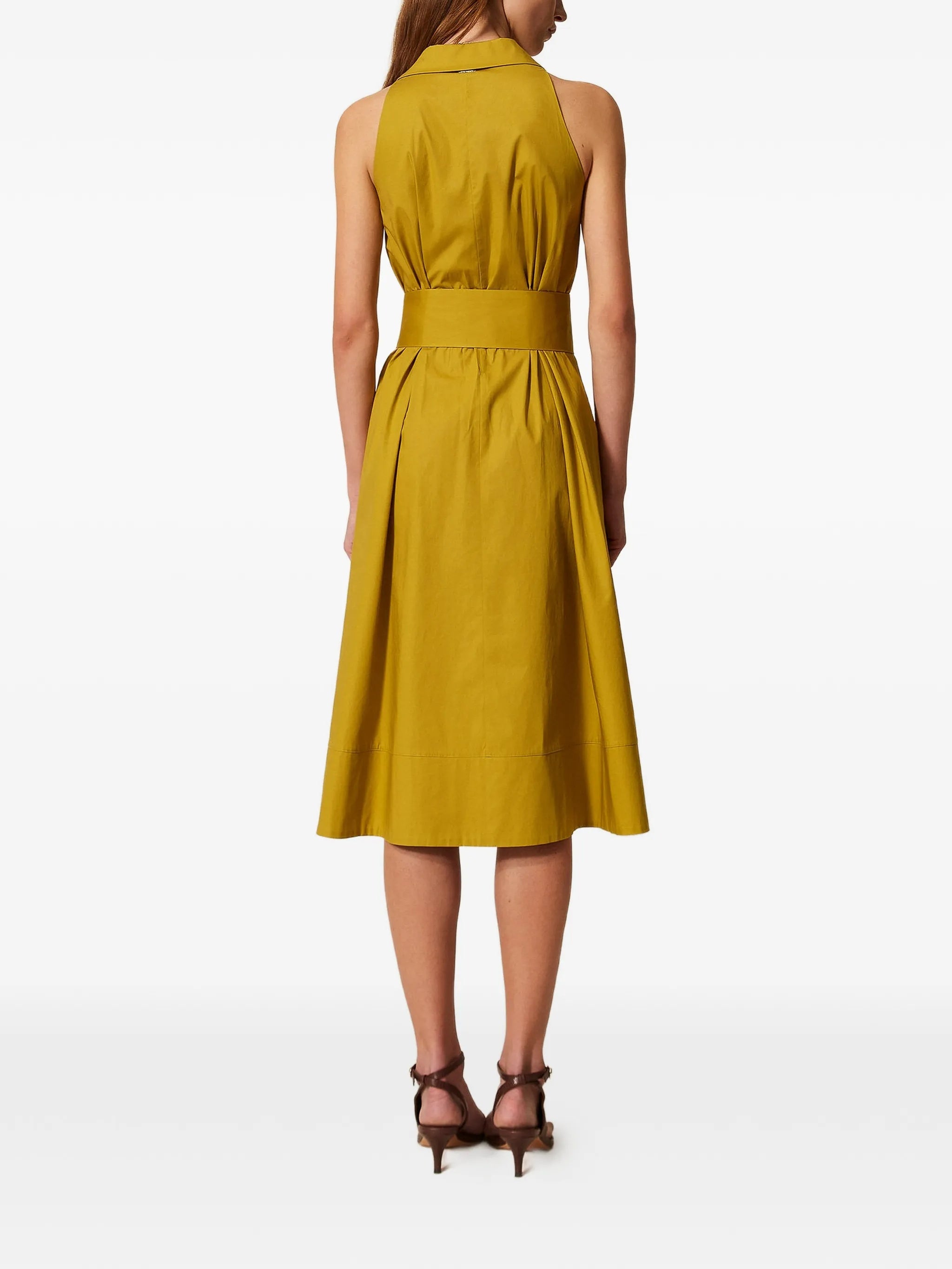 Abito Sleeveless Collared Flared Midi Dress