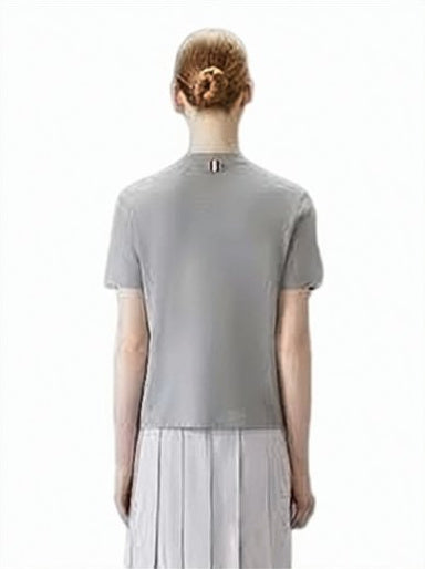 Classic Pique Knit T-Shirt With Tricolor Ribbon Detail