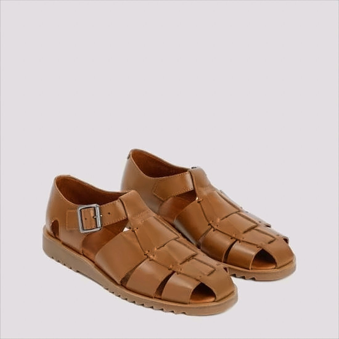 Closed-Toe Brown Leather Sandals