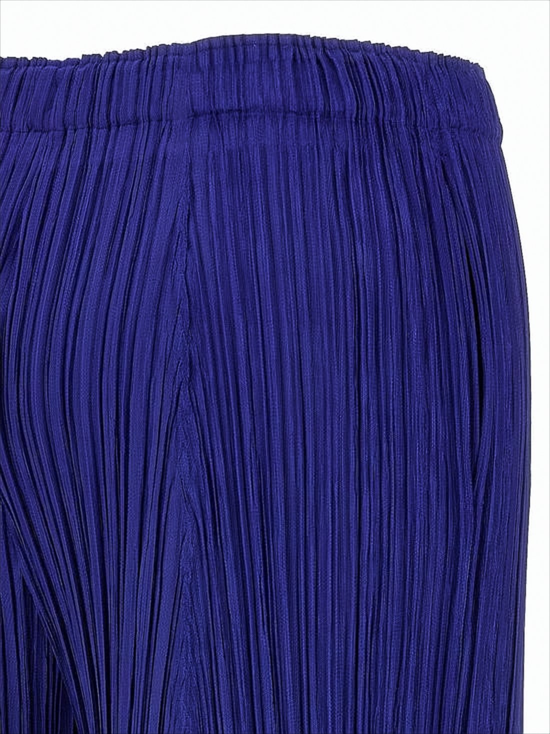 Pleated Wide-Leg Cropped Pants with Elastic Waistband