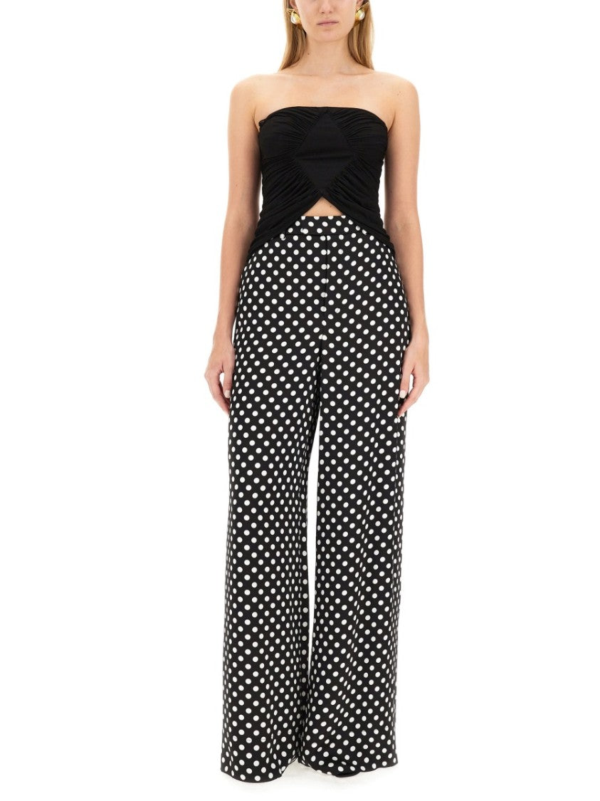 Polka Dot Wide-Leg Pants With High Waist