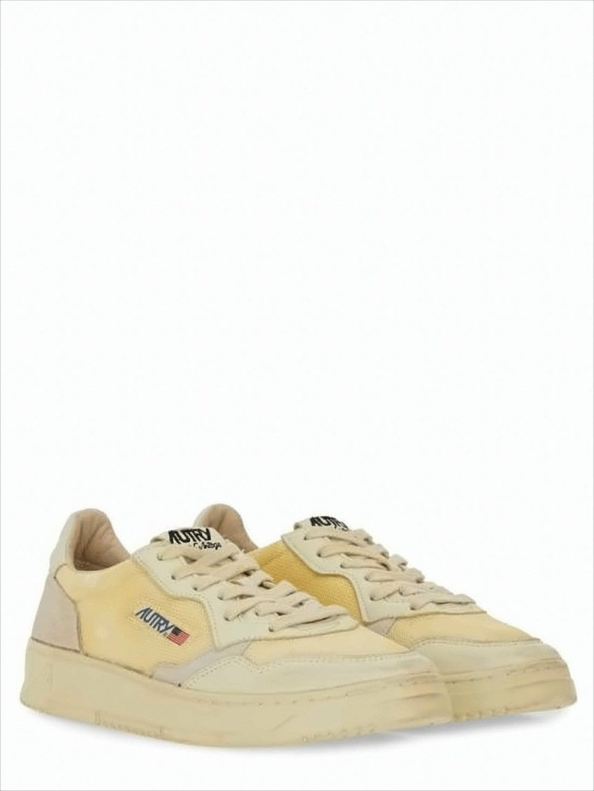 Low-Top Sneakers With Leather, Suede And Mesh Construction