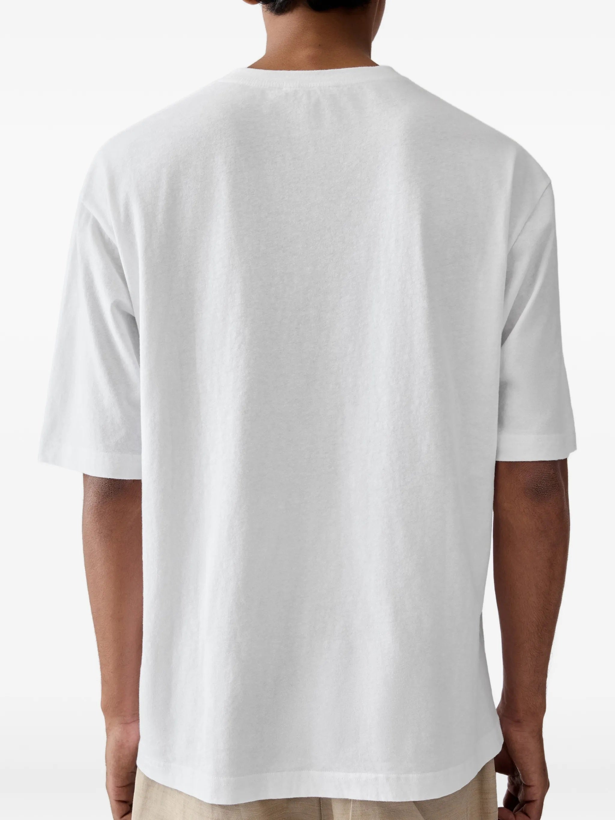 Beige Silk and Nylon Knit T-Shirt