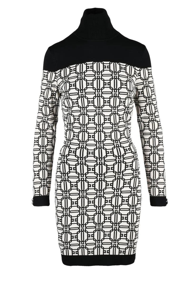 Short Knit Dress - Black/White