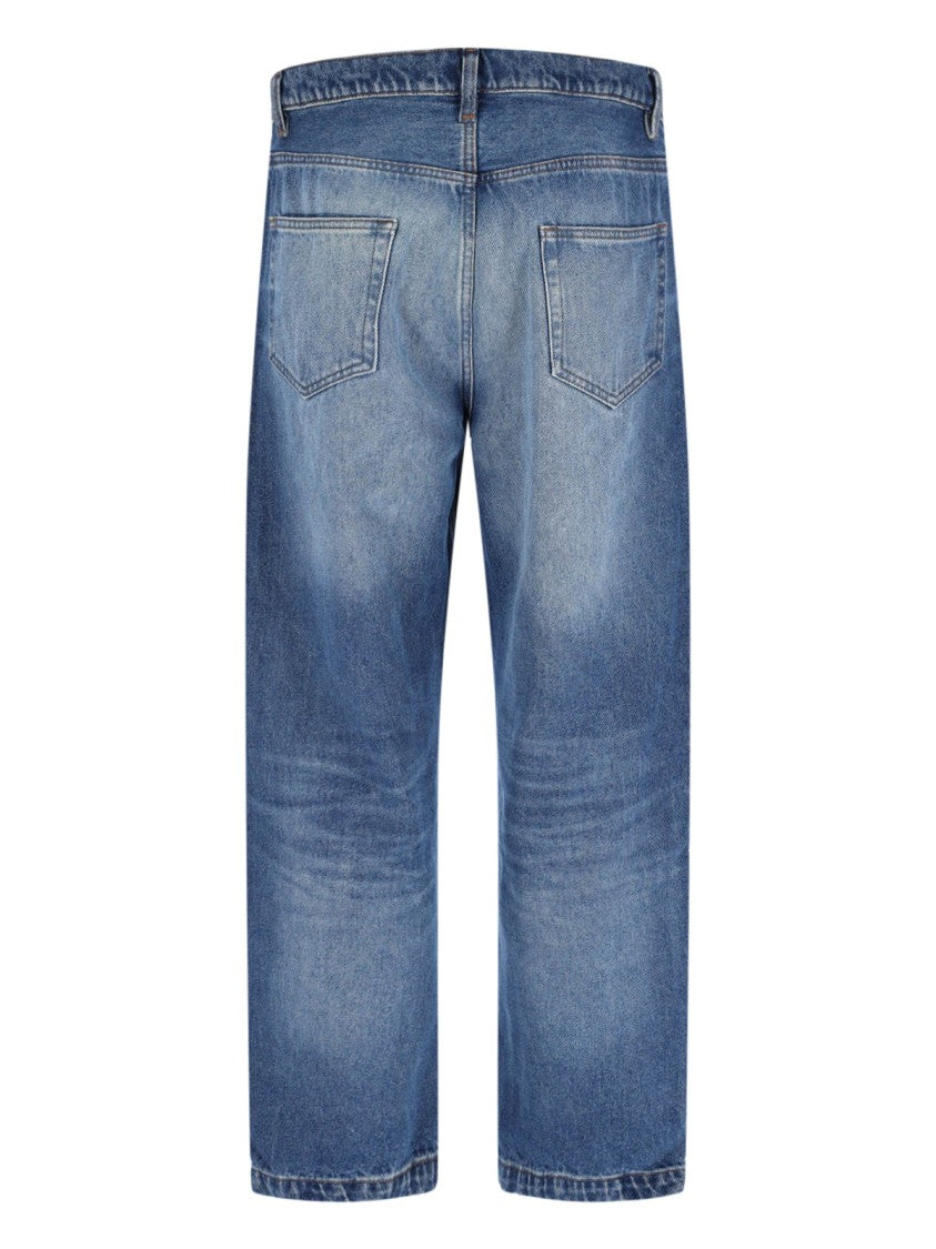 Straight-Leg Denim Jeans With Vintage Wash