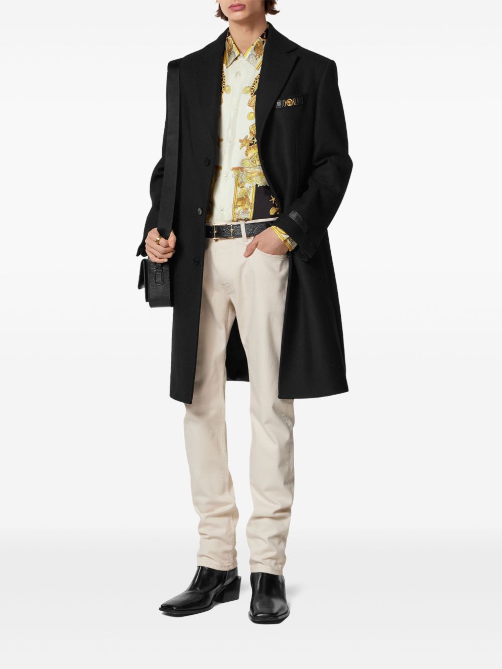 Gold-Tone Coral Theatre Print Long-Sleeve Shirt
