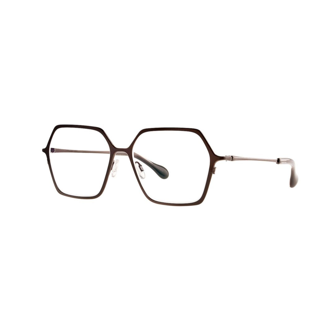 Bromine 367 Citrus Black Hexagonal Frame Metal Sunglasses with Curved Temples