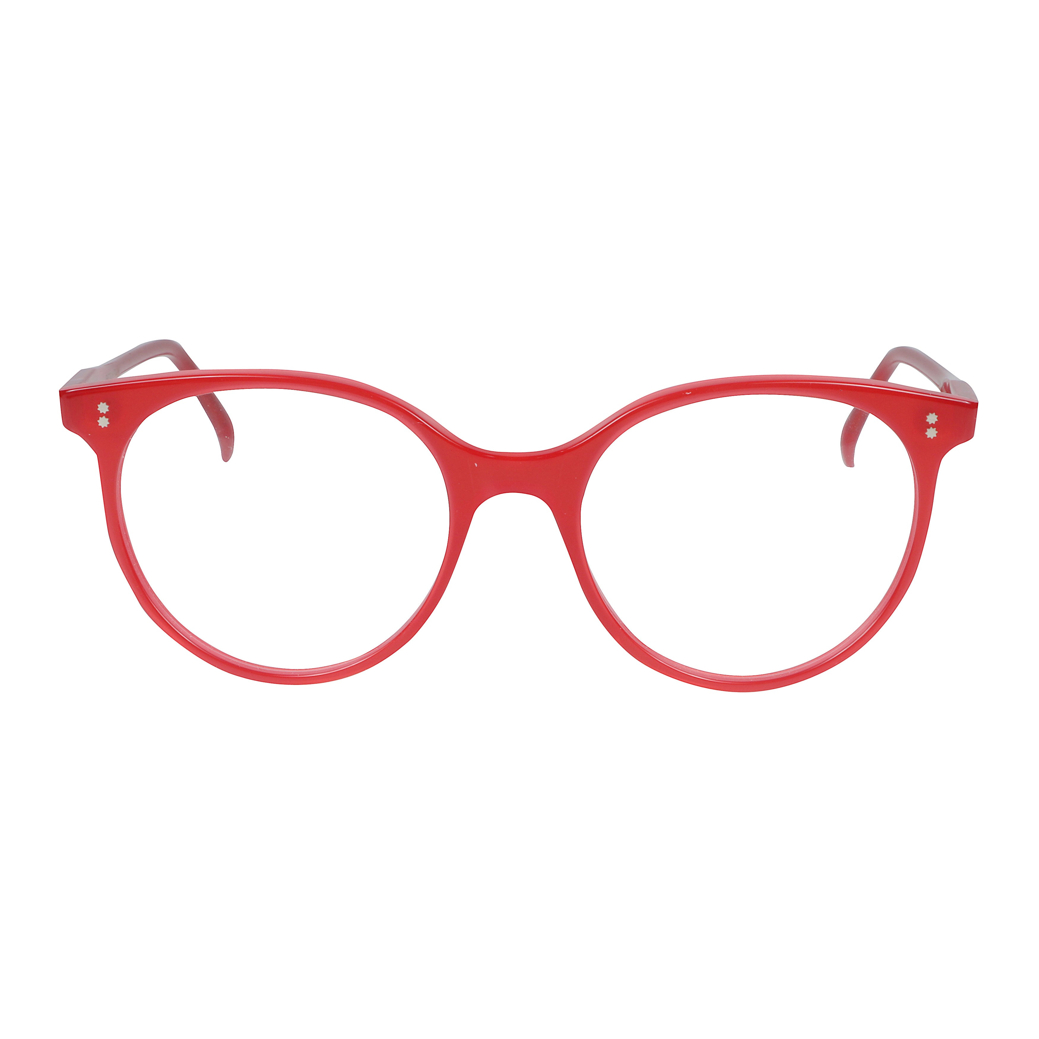 Cynda/N-52 Bold Round Frame Eyeglasses with Glossy Red Finish