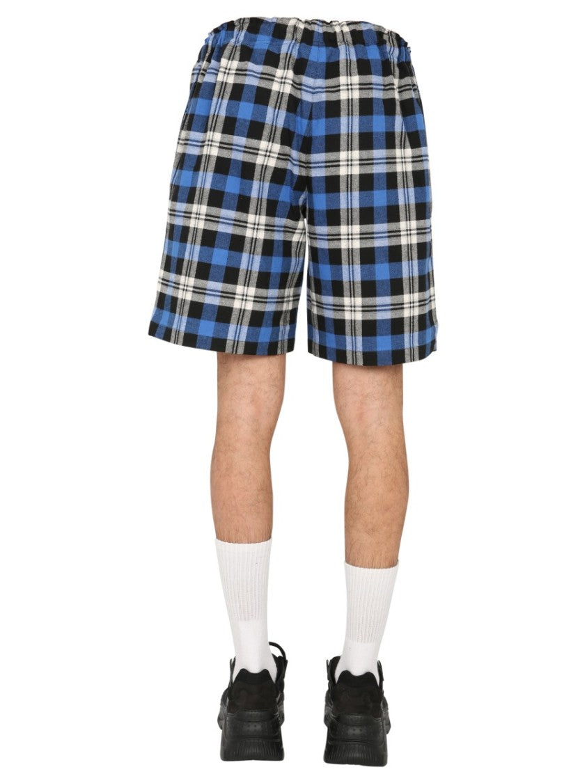 Plaid Bermuda Shorts With Adjustable Belt