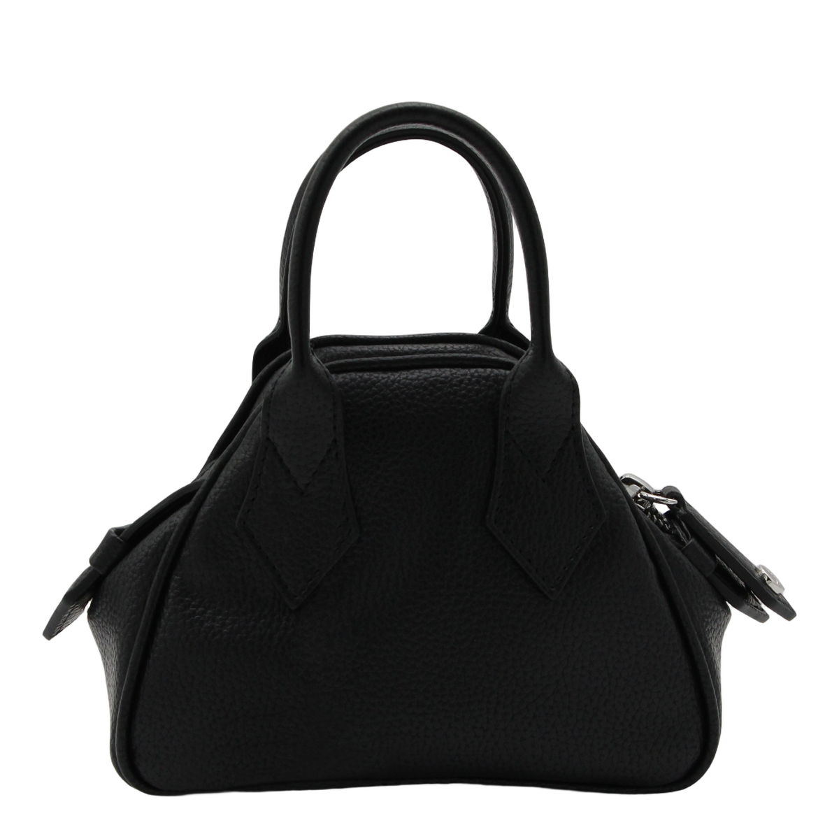 Structured Black Handbag with Silver-tone Emblem