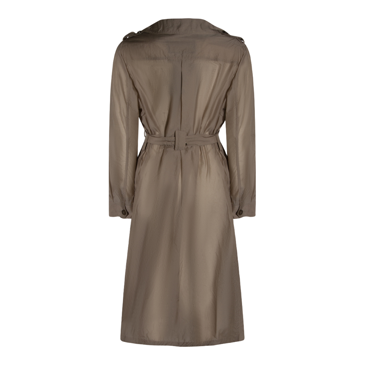 Knee-Length Trench Coat with Double-Breasted Front