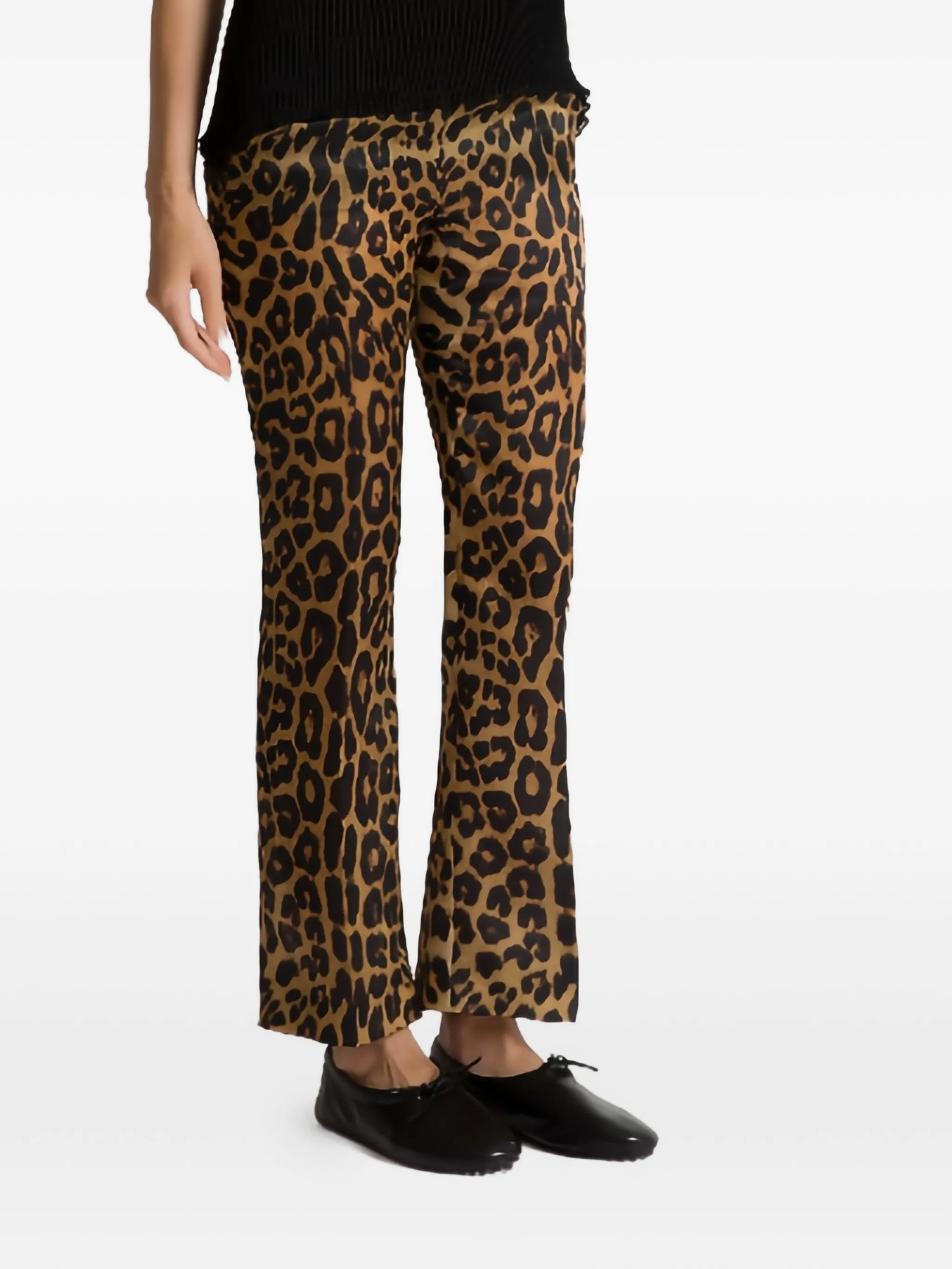 Brown Pantalone Leopard Print Silk Pants