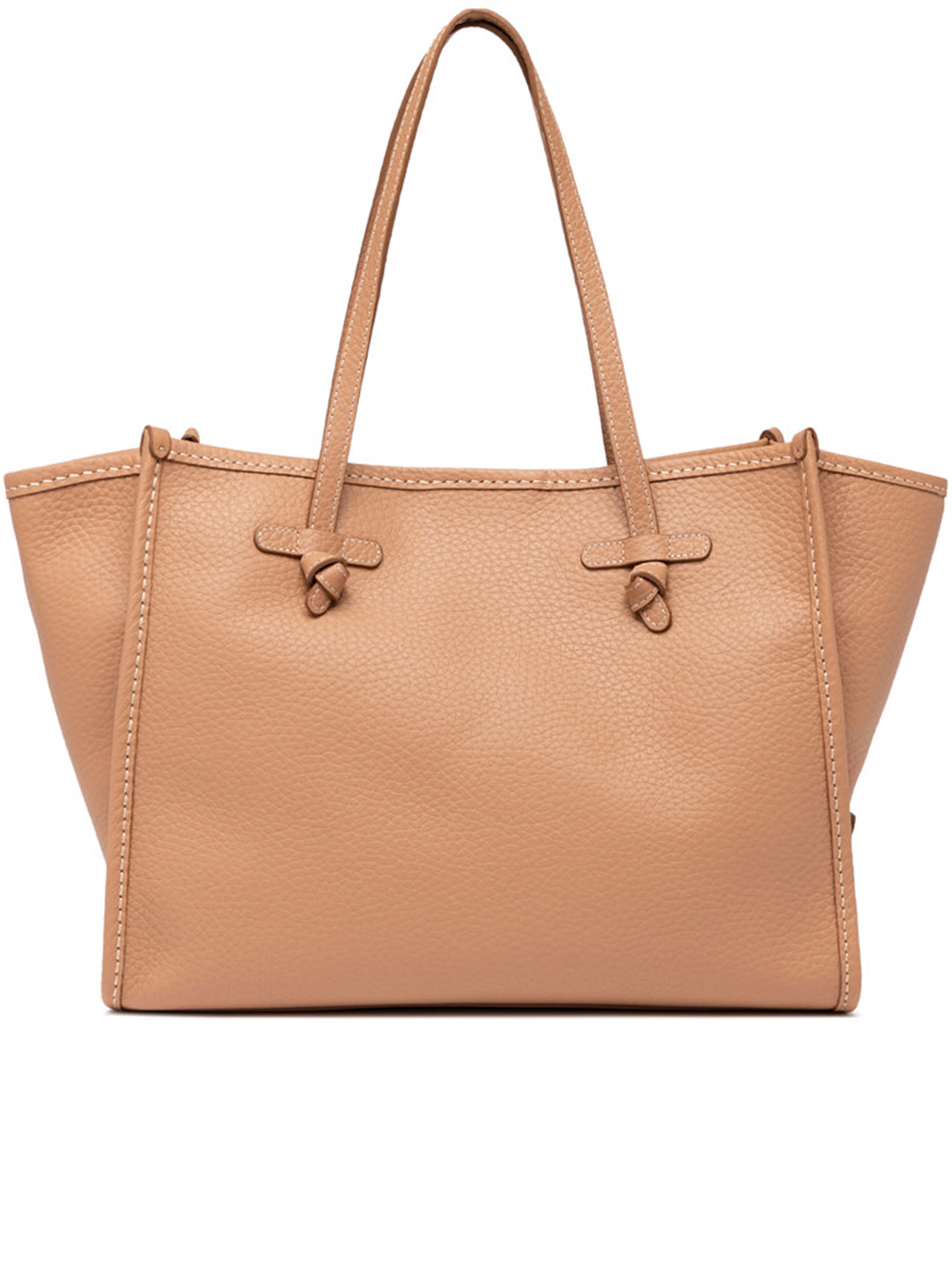 Marcella Rectangular Brown Structured Leather Tote