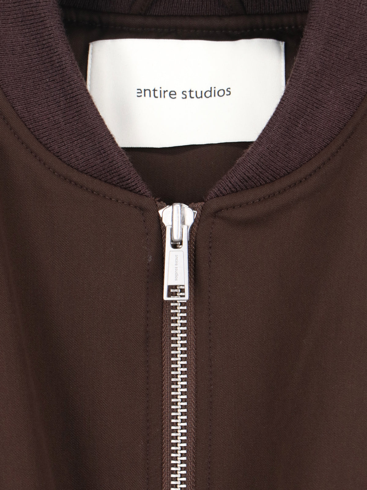 Brown Wool Bomber Jacket with Ribbed Details