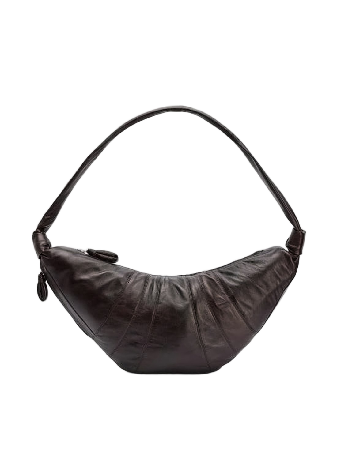 Crescent-Shaped Lambskin Shoulder Bag with Minimalist Design