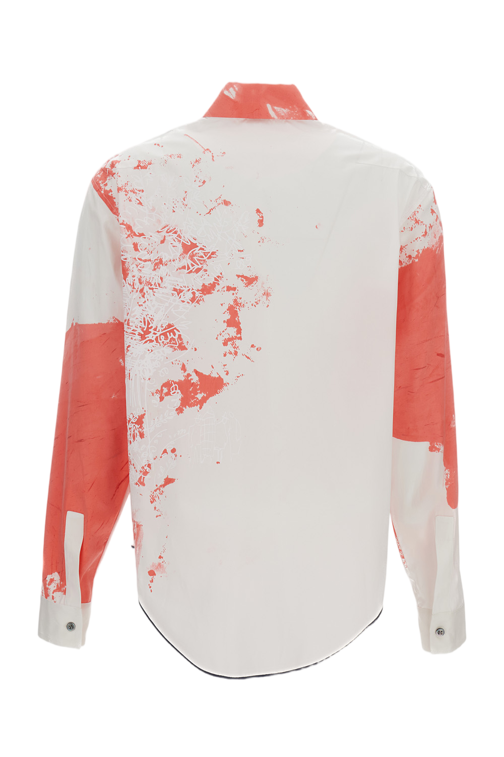Artistic Cropped Cotton Shirt with Pointed Collar and Buttoned Cuffs