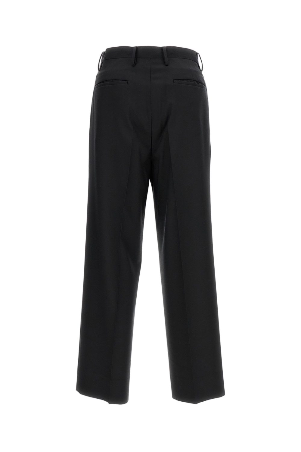 Tailored Wool Poplin Trousers with Pressed Crease