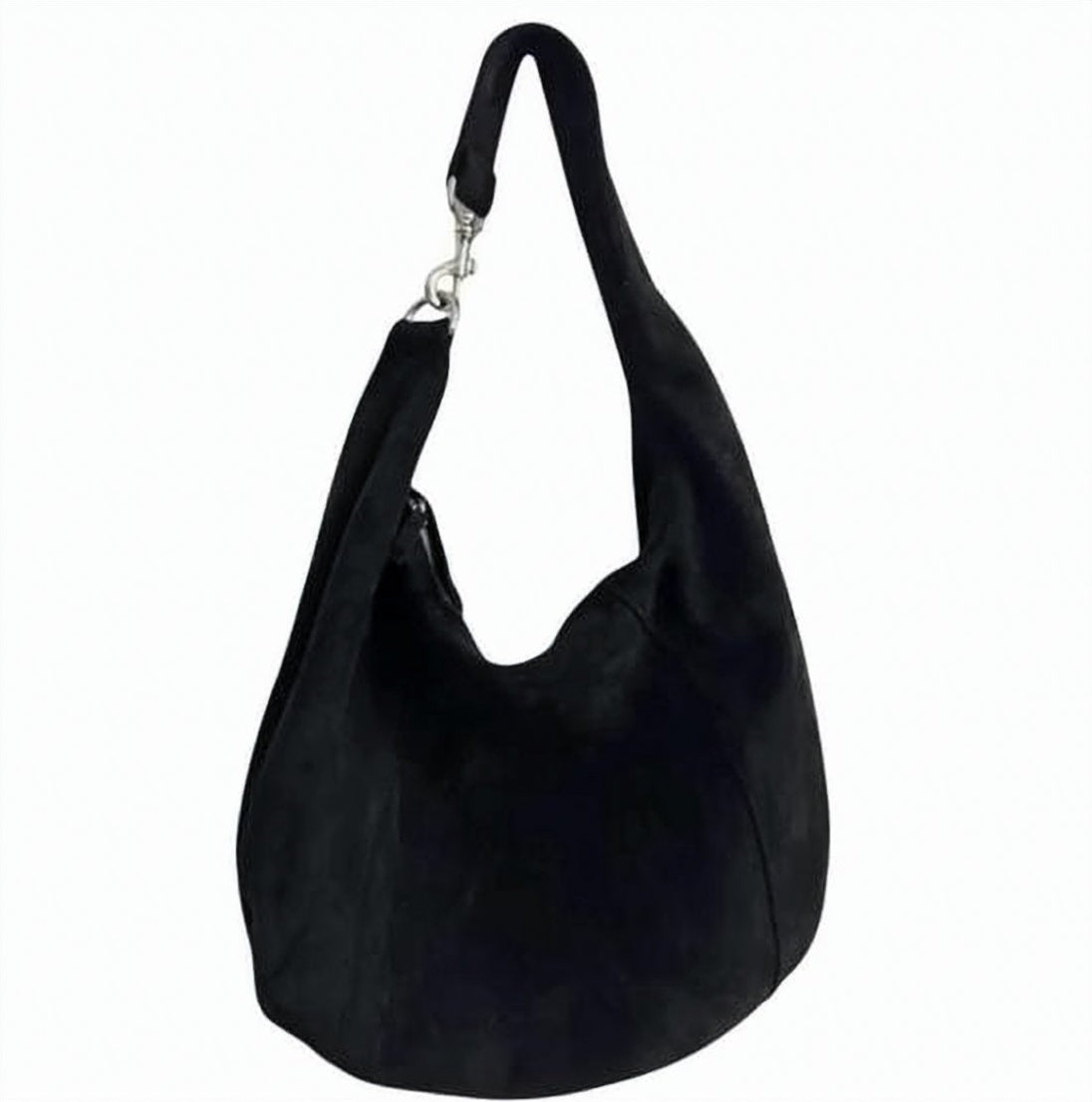 Crescent-Shaped Suede Shoulder Bag