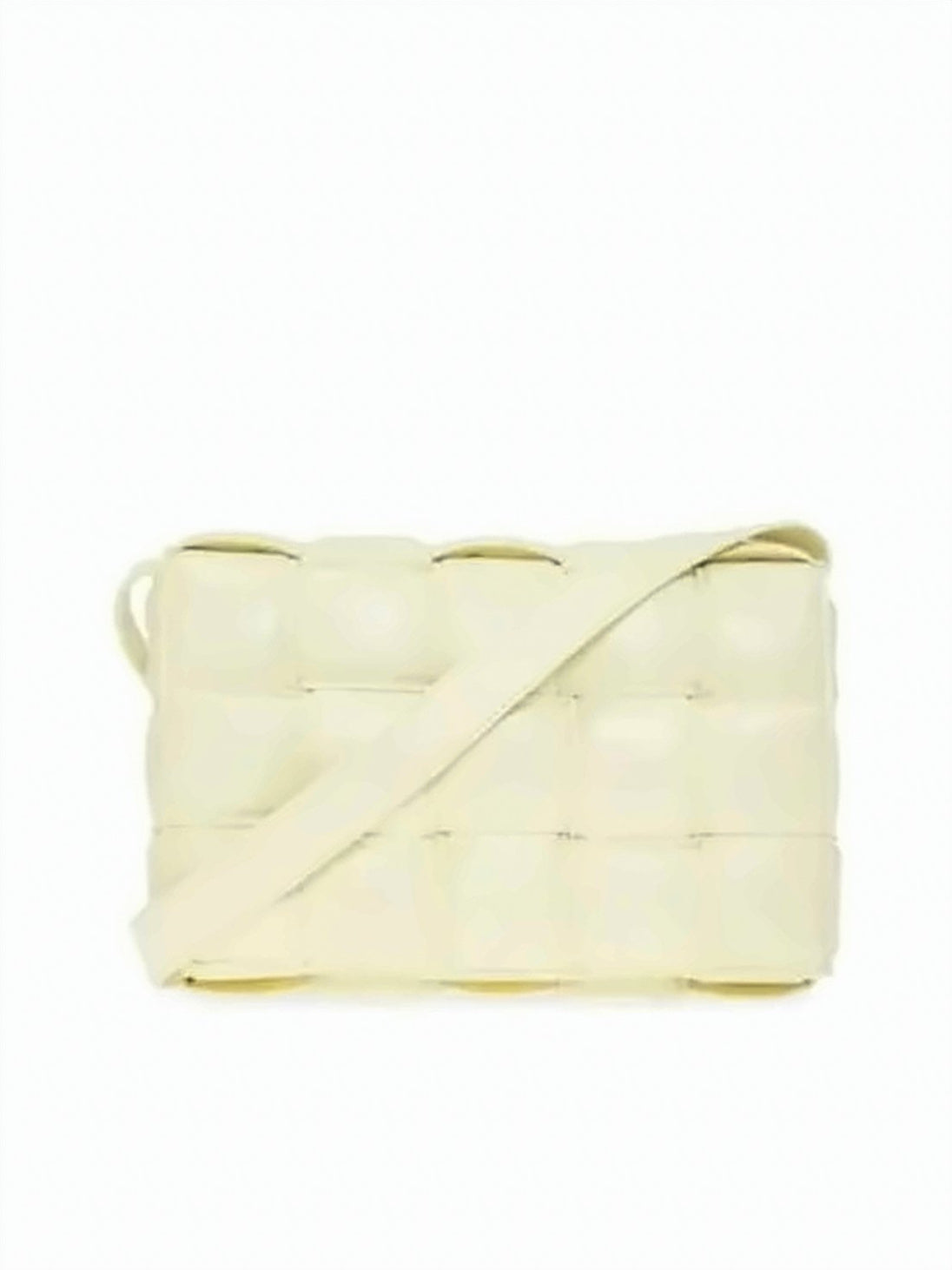 Rectangular White Lambskin Crossbody Bag