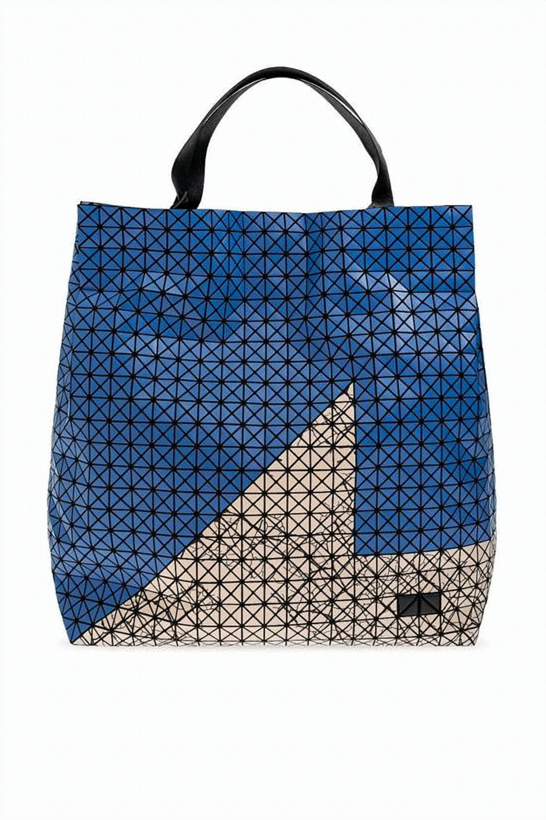 Triangular Grid Patterned Tote Bag with Glossy Finish