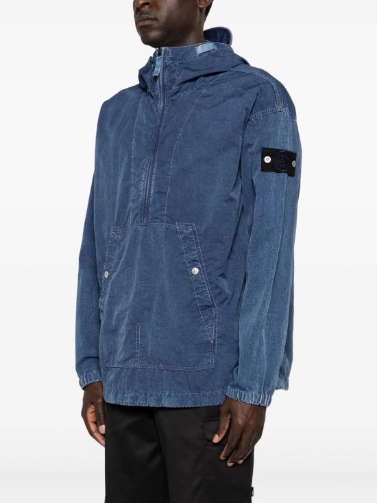 Hooded Pullover Jacket With Half-Zip Front And Kangaroo Pocket