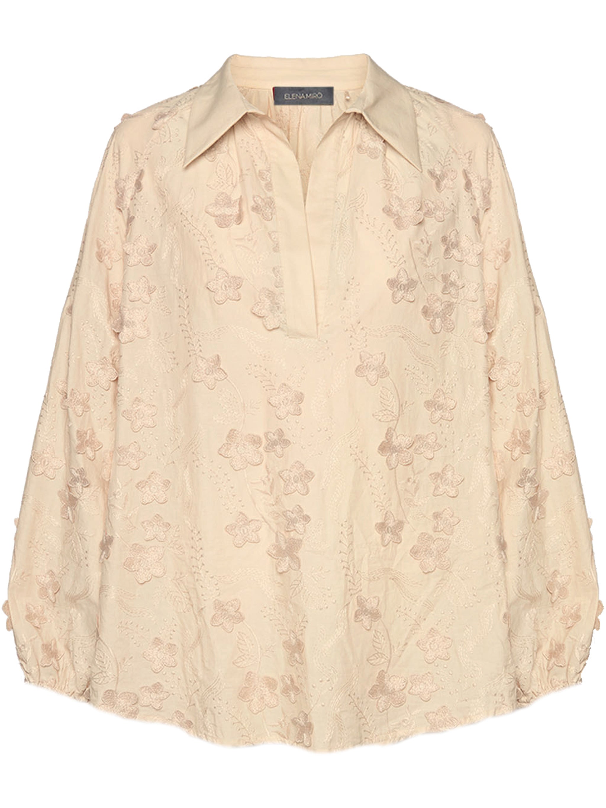 Blusa Kimono Floral Appliqué V-Neck Blouse