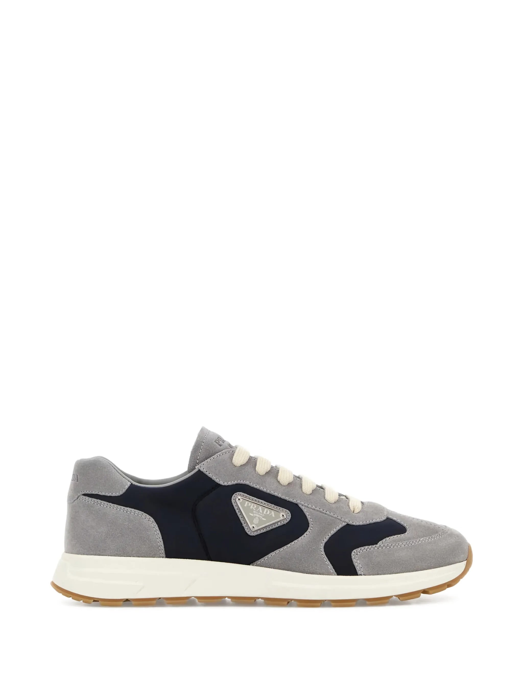 Grey Prax Suede/Fabric Low-Profile Sneakers