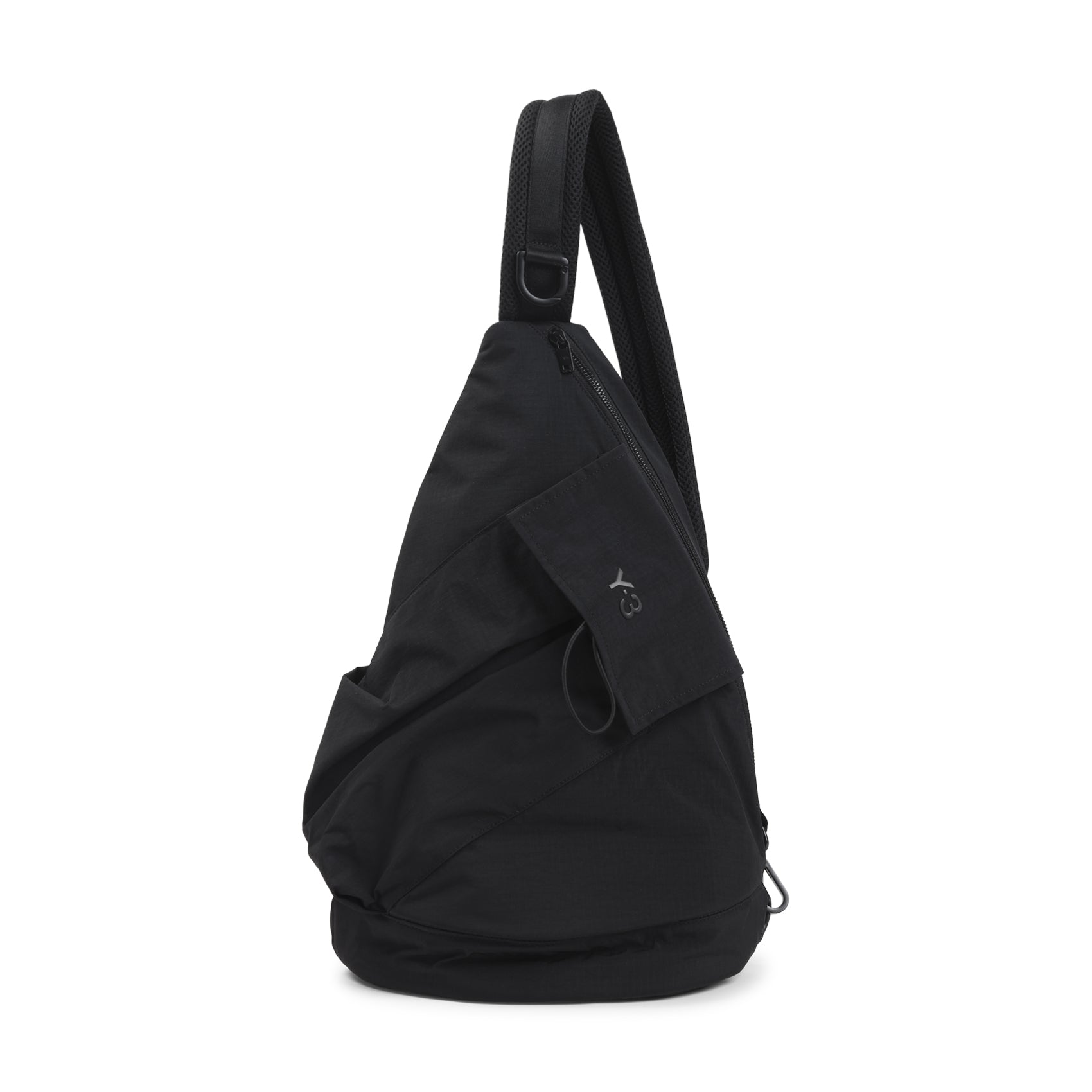 Triangular Black Shoulder Bag with Adjustable Strap