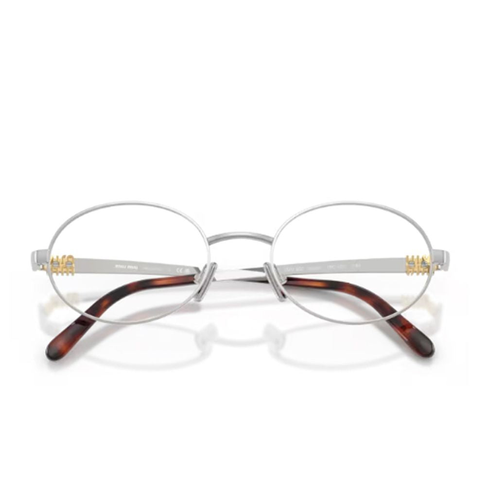 Slim Oval Silver-tone Frame with Acetate Tips