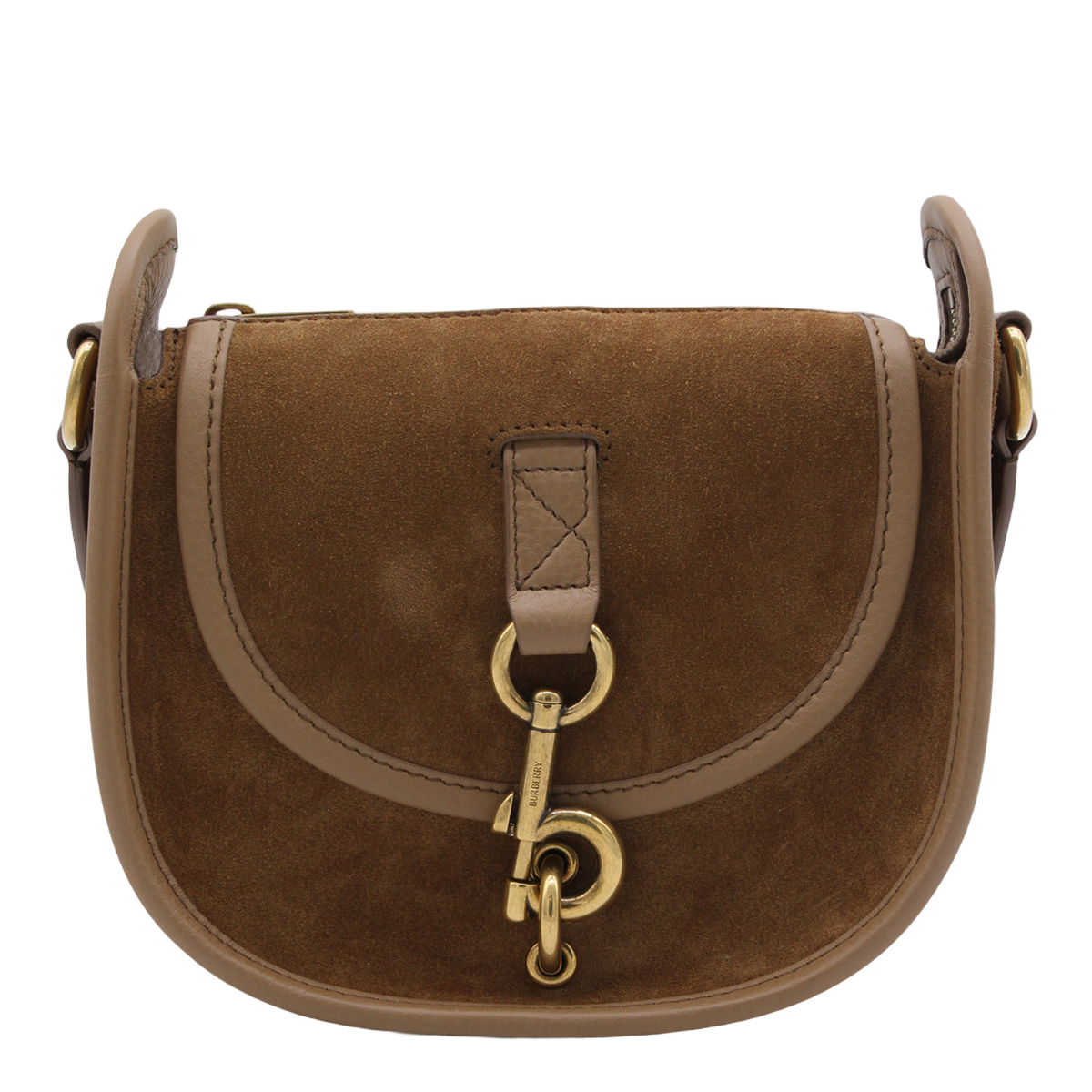 Rounded Saddle Bag in Rich Brown Suede
