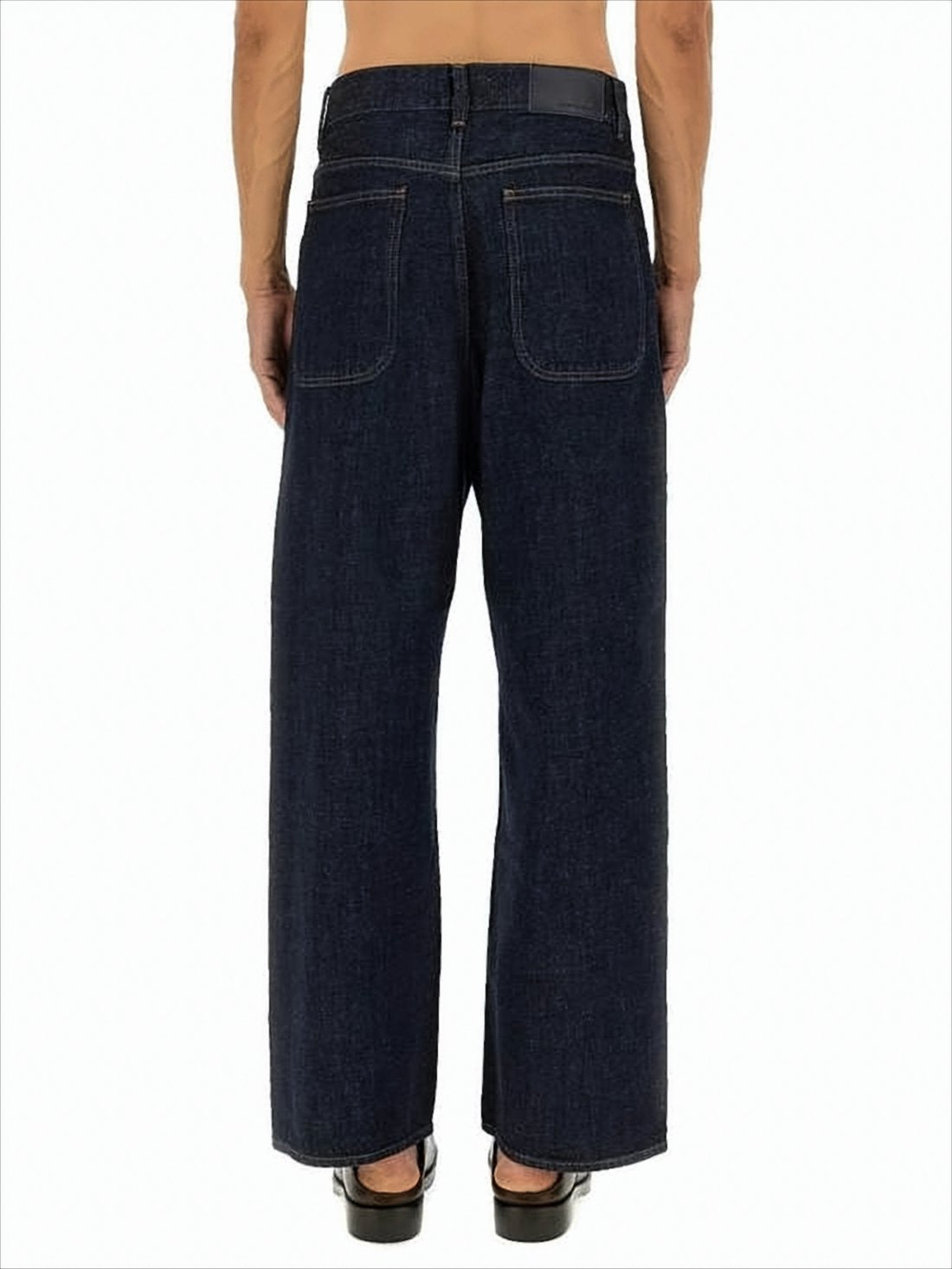 Indigo Blue Wide-Leg Denim Pants