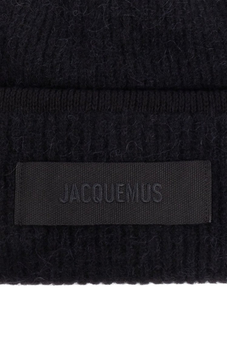 Ribbed Black Beanie Hat with Subtle Patch Detail
