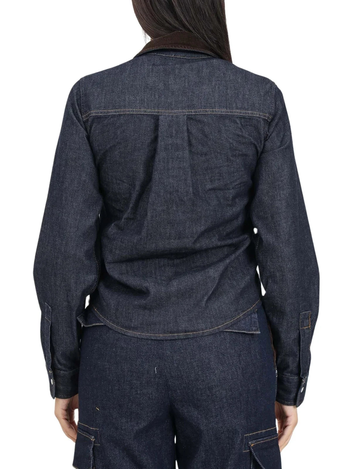 Stretch Cotton Lyocell Shirt - Blue/Brown